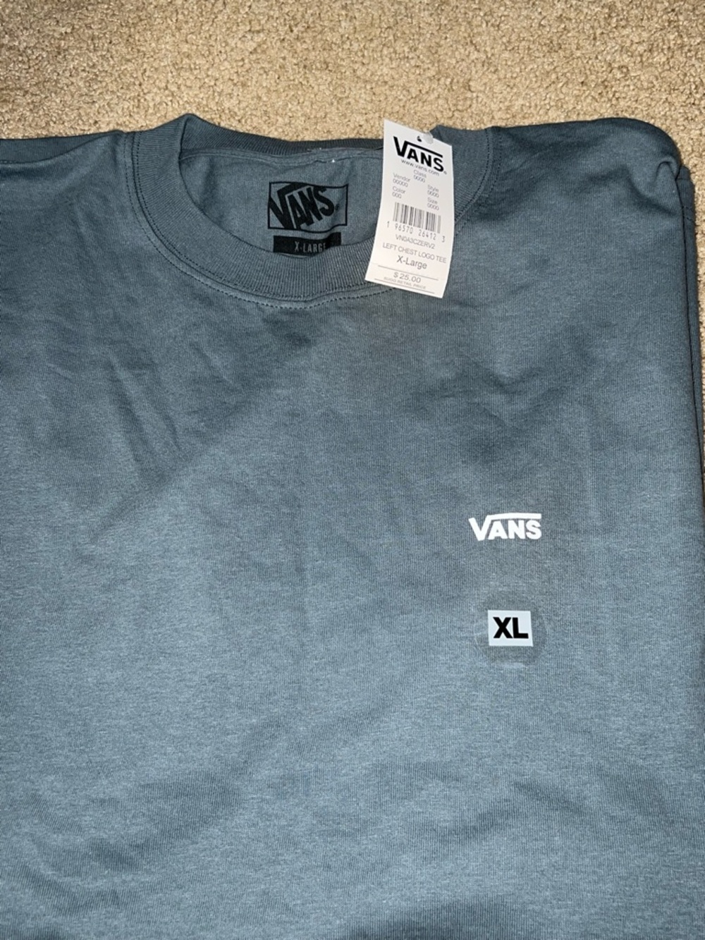Vans Short Sleeve Logo Tee in Slate Blue XL T-Shirt